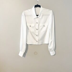 GENERATION LOVE Lani Crop satin Blouse in White size small